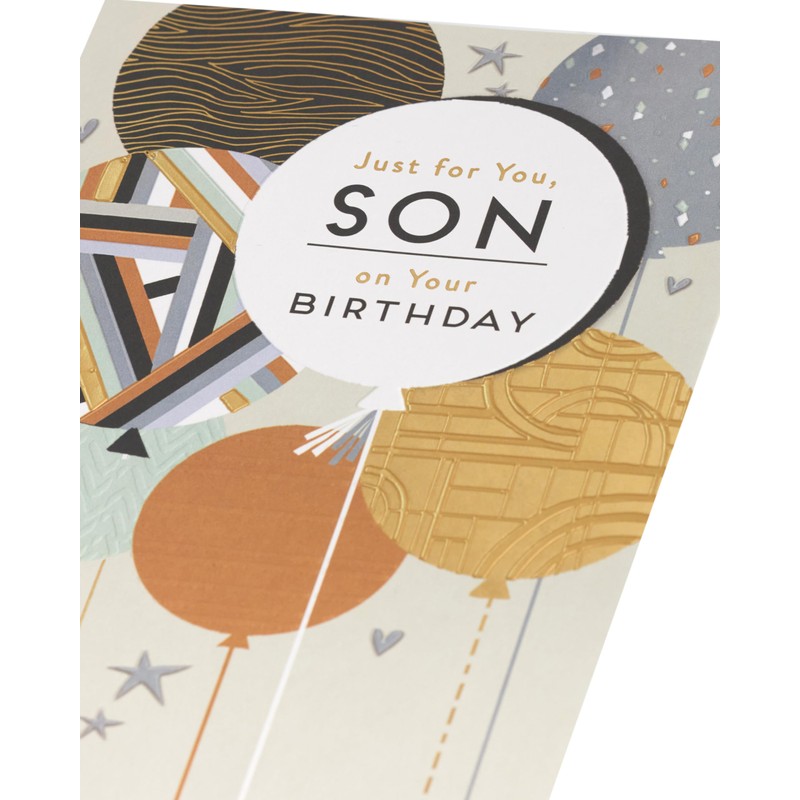 UK Greetings Birthday Card for Son - Cool Balloons Design