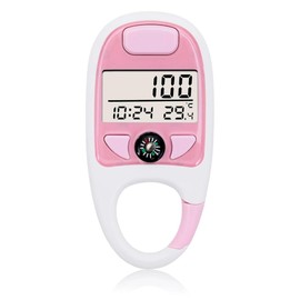 Multi-Function Digital Tally Counter with Compass, Clock, Date and Temperature Display – Handheld Clicker with Spring Clip for Belt or Bag–Ideal for Sports, Meditation, Golf, Knitting and More–White