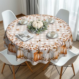 uwdfnwuif Fall Thanksgiving Tablecloth Waterproof Pumpkin Table Cloths for Autumn Harvest Indoor Outdoor Dining Room Decor-60 * 60" Round