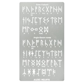 Aleks Melnyk No.409 Metal Stencil, Elder Futhark and Anglo-Saxon Runes 0.5in, Ancient Alphabet, Sigil Magic Alphabet Stencil 1 PC, Template Wood Burning, Pyrography Engraving, Wicca Stencil, Bookmark
