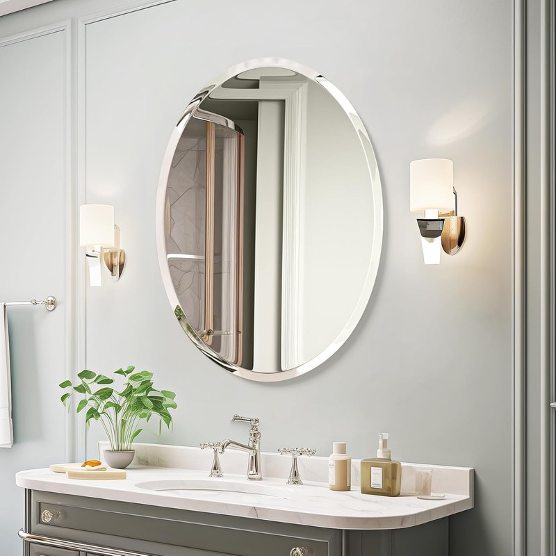 KOHROS Bathroom Mirrors for Over Sink - Oval Frameless Mirror