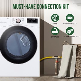 48" Flex Gas Line, Gas Dryer Connector Kit, Gas Line Hose for Gas Stove, Water Heater,5/8 in.OD(1/2 in. ID）Dryer Gas Line with Connector 1/2" MIP 1/2"FIP 3/4"MIP, Stainless Steel Gas Line