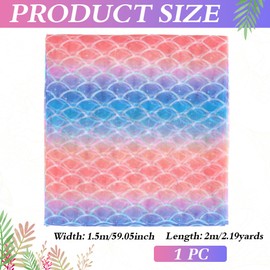 MAYJOYDIY Colour Gradient Mermaid Mesh Fabric 100 x 150 cm Colourful Shimmering Fish Scale Stripes Polyester Chiffon Sewing Fabric for Wedding Dress Costume Accessories Veil Home Decoration