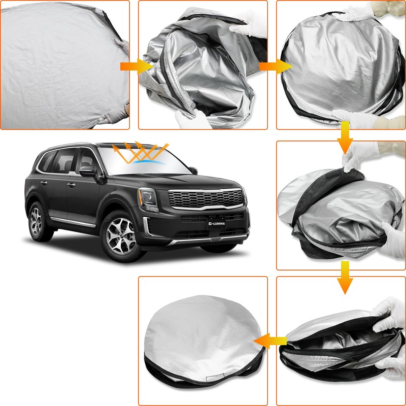 D-Lumina Front Windshield Sun Shade for 2020-2025 Kia Telluride, Foldable