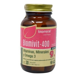 Biomivit 400 Biomiral Vitaminas Minerales Y Omega 3 30 Caps Sin Sabor                                                                                 