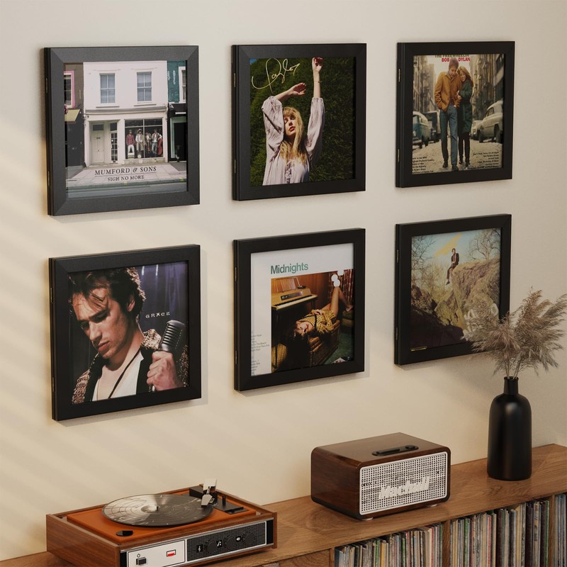 Emfogo 4 Pack Vinyl Record Frame for the Wall, Wall-Mounted