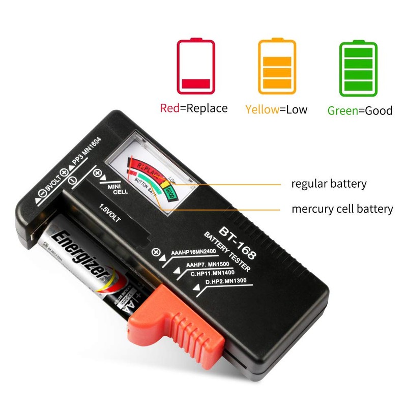 2Pcs Battery Tester Checker, Universal Battery Checker for AA AAA