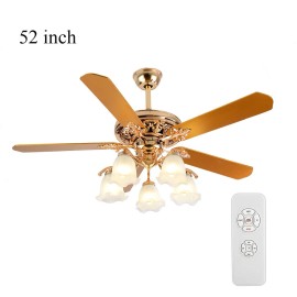 52" Chandelier Ceiling Fan Light with Remote Control 5-Blades Fan Home LED Lamp