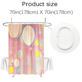 Berkin Arts Bathroom Shower Curtain Set 180 x 180 cm Waterproof Polyester with Hooks Geometric Abstract Art Pink Colorful Art Nouveau (No. 8 by Hilma af Klint)