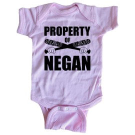 Brain Juice Tees Property of Negan Walking Dead Baby One Piece (6 Month, Azalea)