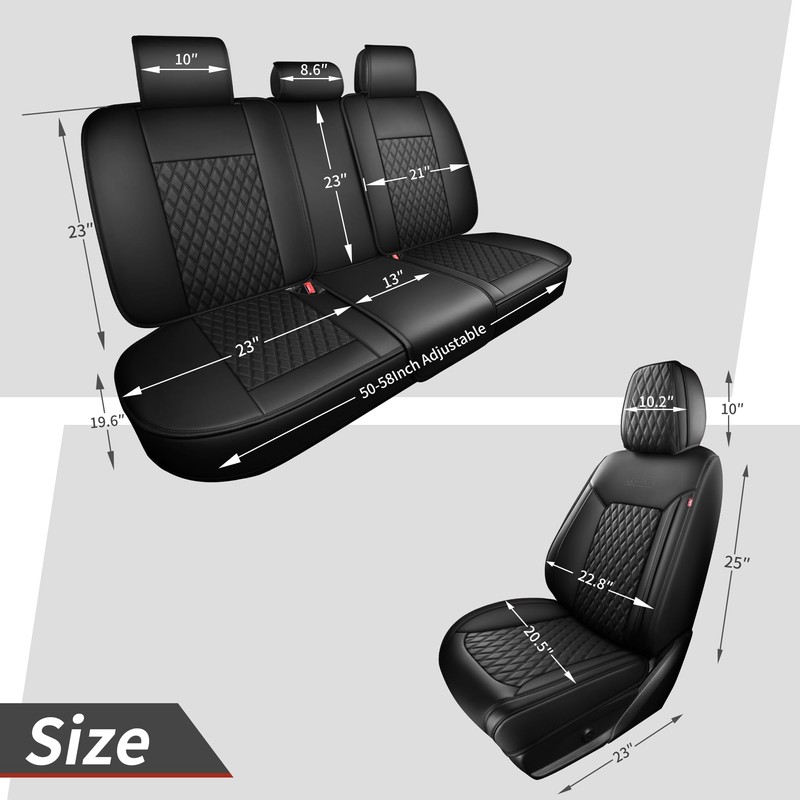 ZenRide Front Car Seat Covers 2PCS,3D Design Nappa Leather Waterproof