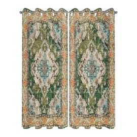 Ombre Green Boho Outdoor Curtains for Patio Waterproof, Grommet Privacy Curtain Drapes Weatherproof Outside Curtains for Porch GazeboPergola Cabana 2 Panel 54x95inch Vintage Ethnic Tribal Geometric