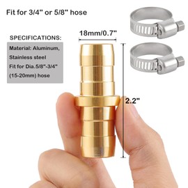 Sanpaint 2 Pack Garden Hose Connector Repair Mender Kit with Stainless Clamp,Fits 3/4"-5/8" Water Hose Repair Fitting