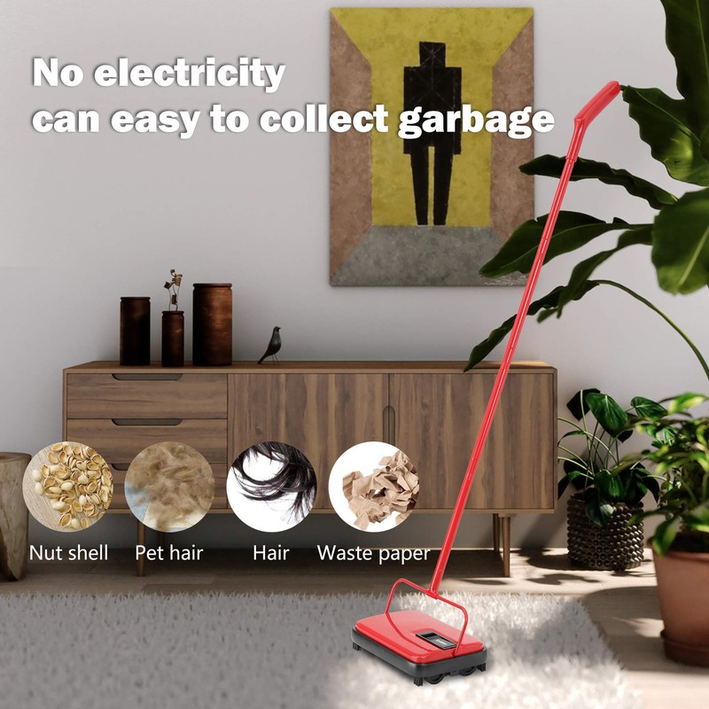 Eyliden Carpet Sweeper, Mini Size Lightweight Hand Push - No