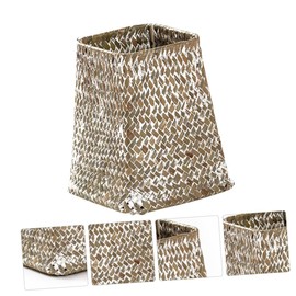 CAXUSD Elegant Woven Storage Basket Flower Holder Pen Container Small Desktop Organizer for Decor Office Home