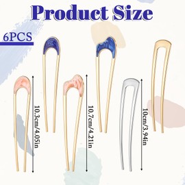 6 PCS French Pins Hair, Metal U-Shaped French Pins for Women Twists, Buns and Updos Hairstyles, Elegant Twist Hair Pin for Keep Hair in Place(Silver, Gold)