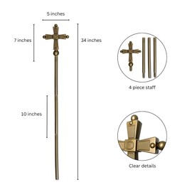 EverJoy Party Assemblable Gold Pope Cross Staff - 4 Pieces, 44-Inch Bishop Staff for Adult Costumes and Cosplay, One Size