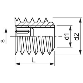 Gedotec Screw-in sleeves M8 screw-in nuts with cover edge for wood, M8 x 24 mm, screw-in sleeve, galvanised steel, drive: hexagon socket, made in Germany, pack of 20, threaded sleeves made of metal