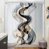 Riyidecor Abstract Black Gold Shower Curtain 60Wx72H Inch Modern Luxury