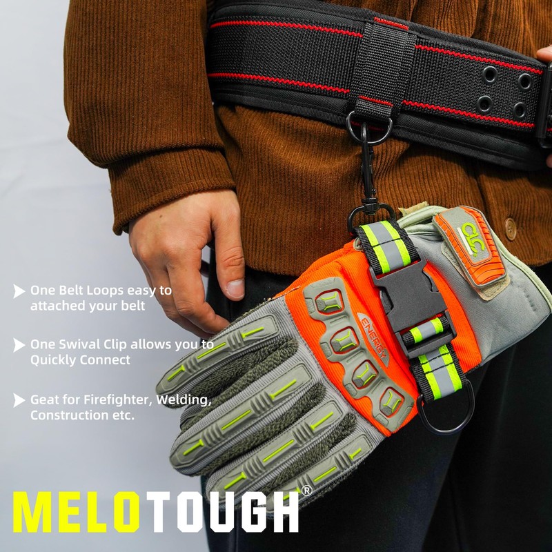 MELOTOUGH Firefighter Glove Strap | Glove Holder Glove Leash Swivel
