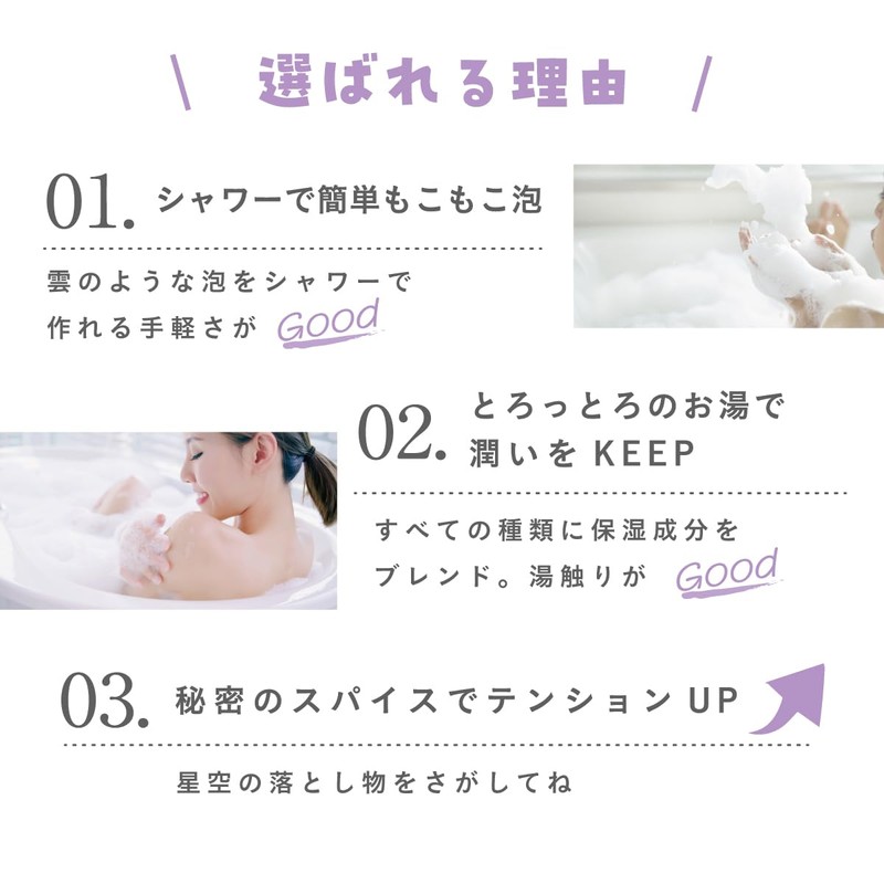 Kenbi Yakuyu Bukubuuwa Fluffy Lavender Night, 12 Doses, Bath Additives,