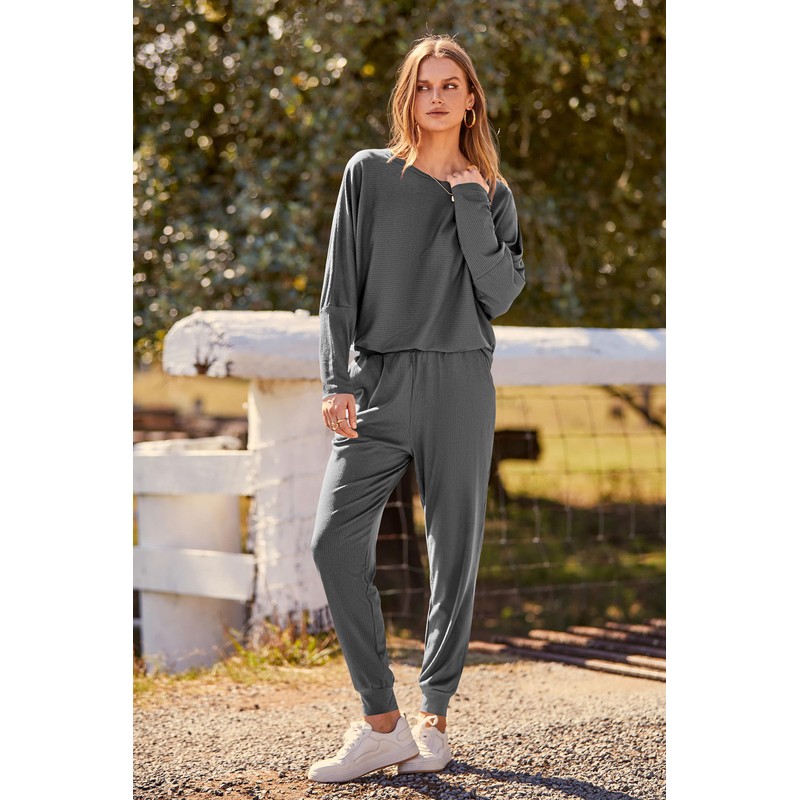 PRETTYGARDEN Women's Fashion Outfits 2 Piece Sweatsuit Solid Color Long