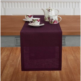 Solino Home Linen Table Runner 36 inch – 100% Pure Linen Chambray Burgundy Table Runner 14 x 36 Inch – Machine Washable Dining Table Runner for Fall, Thanksgiving, Christmas – Athena