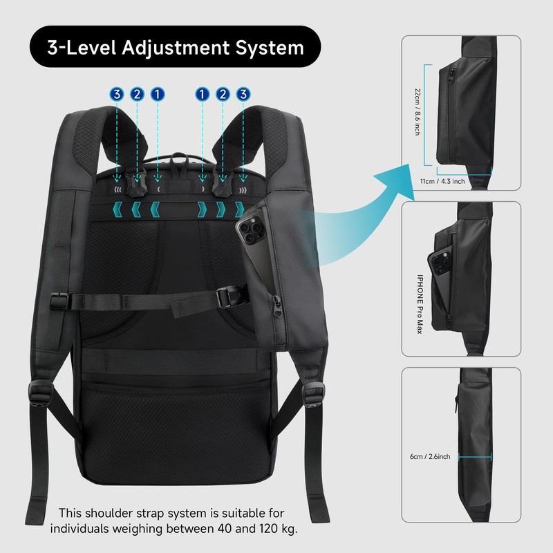 SWICKY Travel black Laptop backpack 37L ，carry on Flight Approved