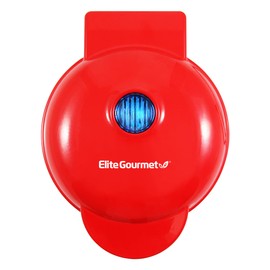 Elite Gourmet EWM015R# Electric Nonstick 4.5-inch Mini Waffle Maker, Belgian Waffles, Compact Design, Hash Browns, Keto, Snacks, Sandwich, Eggs, Easy to Clean, Red