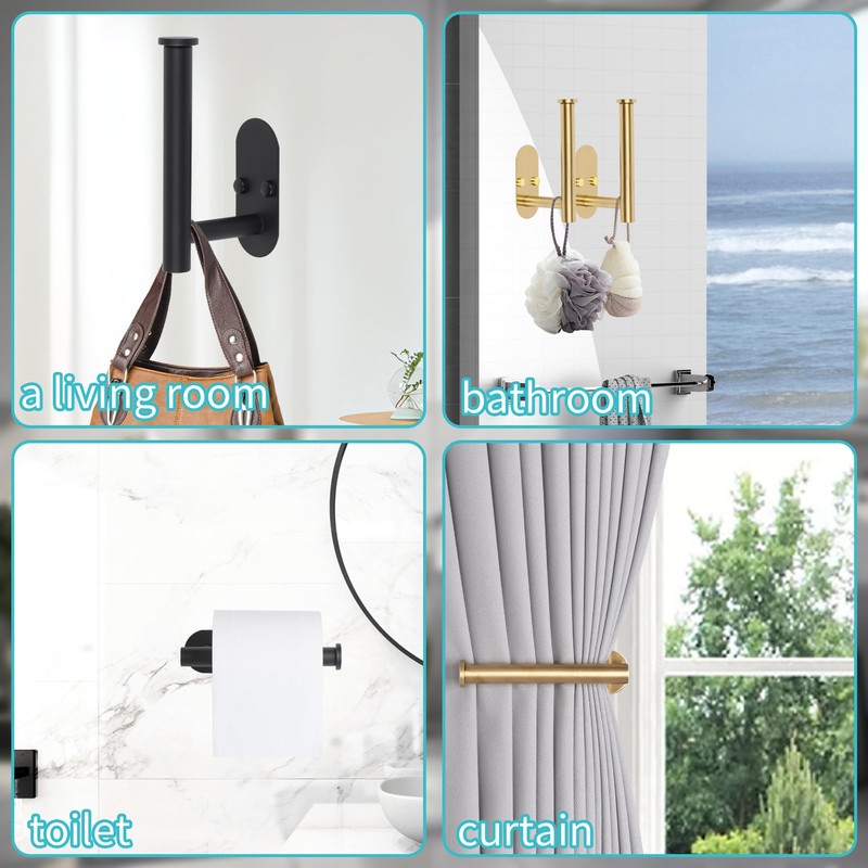 Yagoo 4 Pcs Adhesive Curtain Holdbacks，Screw-in Curtain Tie Backs Curtain