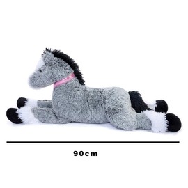 Tezituor Big Horse Stuffed Animals, 35 Inch Large Stuffed Pony Plush Toys, Soft Long Horse Plush Pillow for Kids Girlfriend, Gray