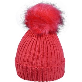 Gustav Müller Knitted Hat with Bobble 3 Colours, red