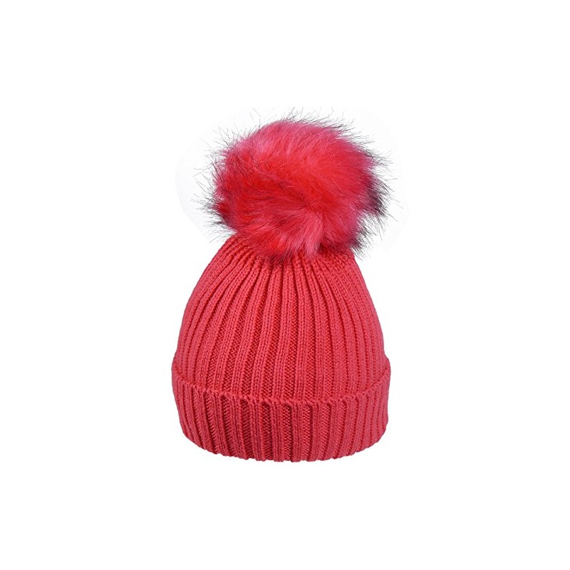 Gustav Müller Knitted Hat with Bobble 3 Colours, red