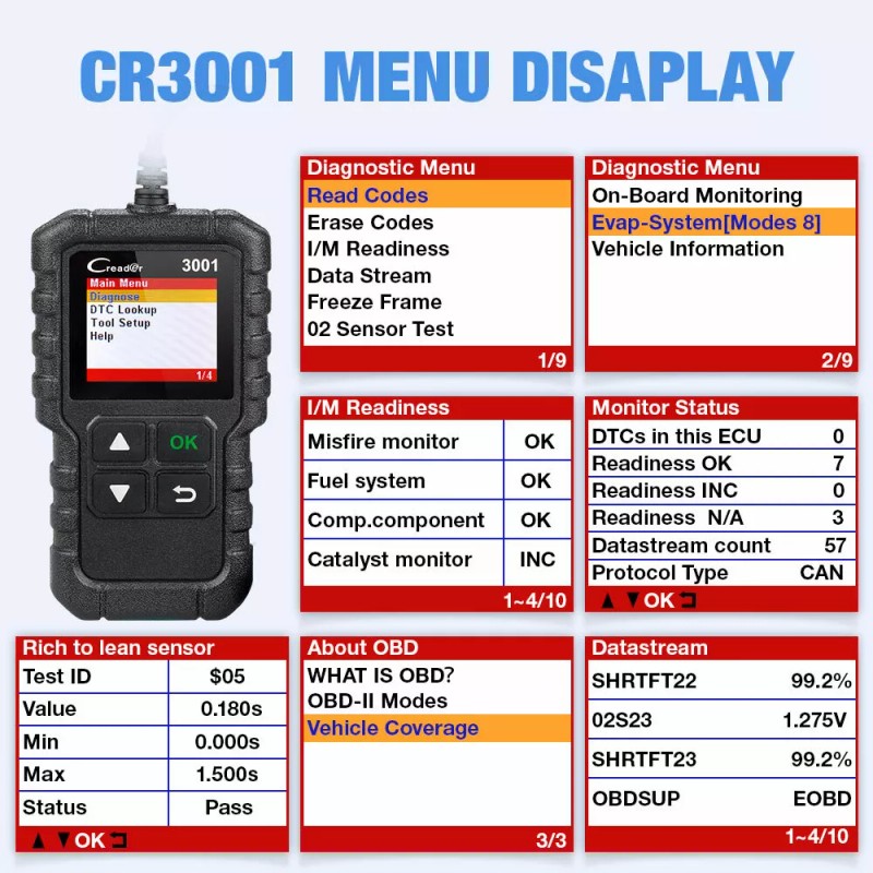 LAUNCH 2025 LAUNCH CR3001 OBD2 Scanner Code Reader Check Engine
