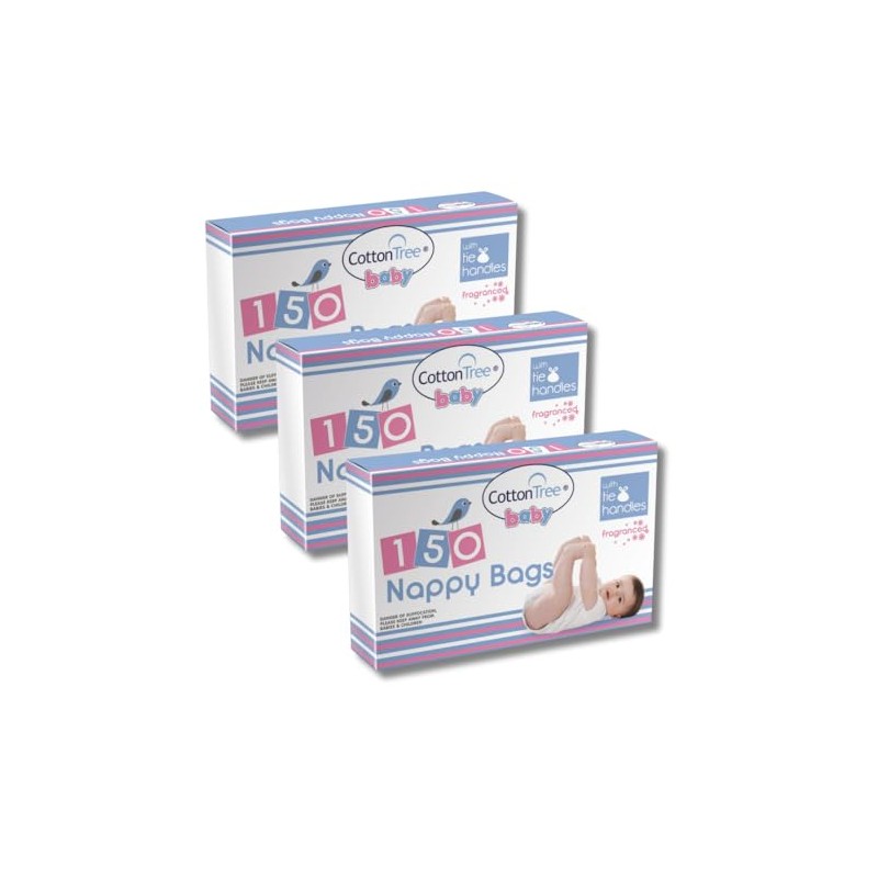 Cotton Tree Nappy Bags Scented 150pk x 3 | Total