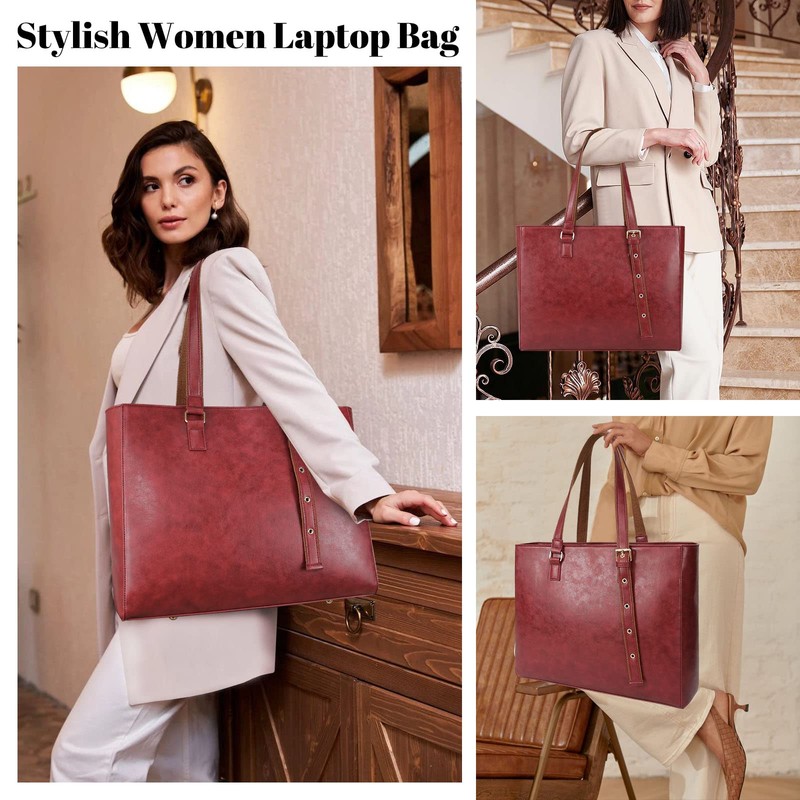 CHIENTUNG Leather Laptop Tote Bag for Women Large Professional Briefcase