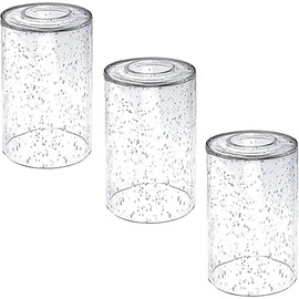 3 Pack Seeded Glass Lamp Shades Replacements, 5.9in Height, 3.9in Diameter, 1.7in Fitter, Cylinder Bubble Glass Shade Covers, Transmittance Seeded Glass Globe for Light Fixtures Chandelier Wall Sconce