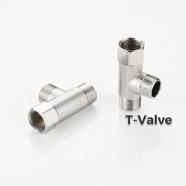 Stanweemix Bass 3/8 Compression Tee Valve Adapter - 3 Way, 3/8'' Inlet/Outlet, Angle Stop Valve, Add-A-Tee Connector, 2 PCS