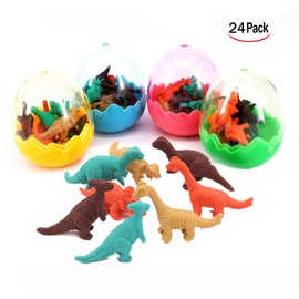 Xrten Dinosaur Eraser Set, Children's Mini Animals Eraser for Birthday Gift, Pack of 24