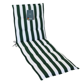 LILENO HOME Garden Chair Cushions in Block Stripes Green [Set of 1 - Lounger] - Comfortable Loungers as Seat Cushions for Garden Furniture - Chair Cushion for Garden Chairs and Folding Chairs