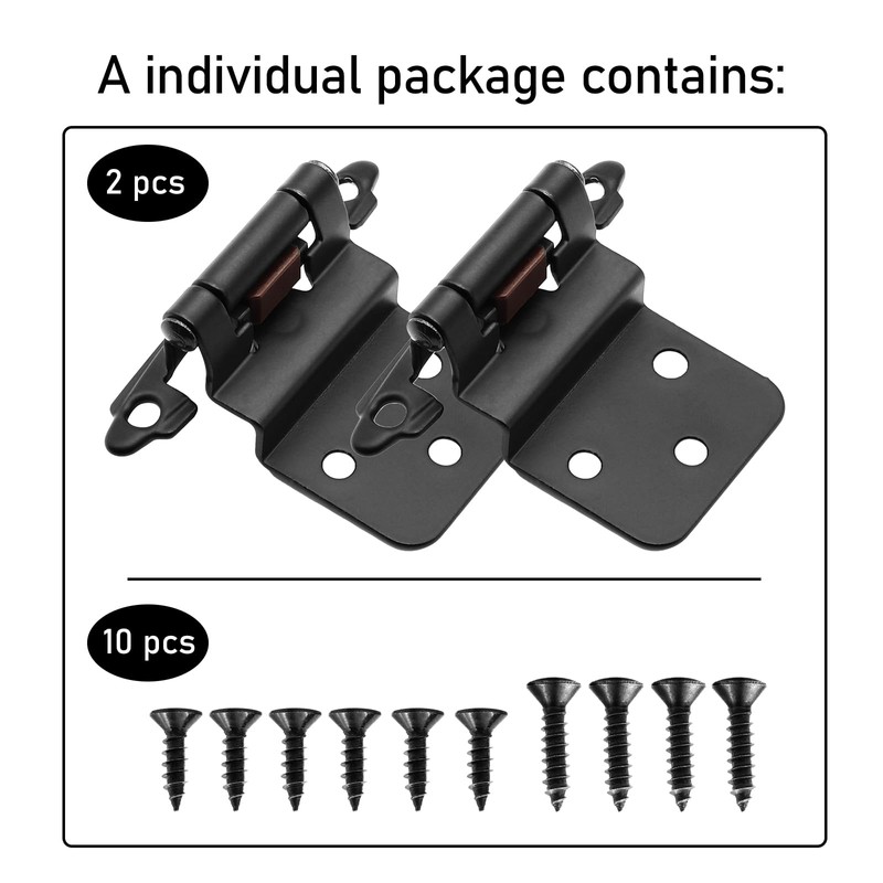3/8 Inch Inset Cabinet Hinges Matte Black,Offset Self Closing Cabinet
