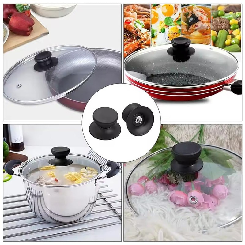 YUHENGCT 鍋蓋 取っ手 6個セット 鍋ふたノブ 鍋蓋 つまみ 耐熱性 滑り止め付き 丸形