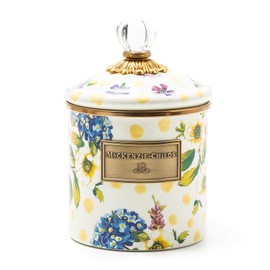MACKENZIE-CHILDS Wildflowers Enamel Canister, Floral Kitchen Storage Container with Lid, Small