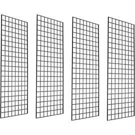 Only Hangers - Commercial Grade Gridwall Panels – 2’ Width x 6’ Height, Pack of 4 (Black Finish)