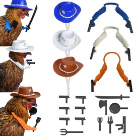 ZIOU 19PCS Chicken Arms to Put on Chickens & Cowboy Hats Costumes, Arms for Chickens with Guns & Accessories, Funny Gag Prop for Chicken Cosplay Social Media Photo Props