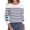 QUALFORT Women's 100% Cotton Sweater Crewneck Long Sleeve Knitted Jumpers