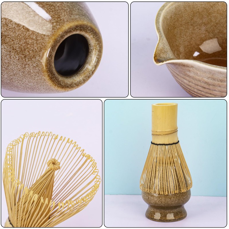 5Pcs Matcha Tea Set with Whisk and Bowl, Ceramic Matcha