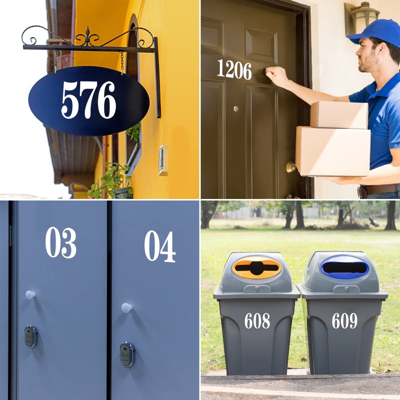 60 PCS White Mailbox Numbers, Vinyl Waterproof Stickers for Outside,