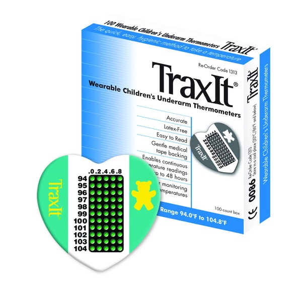 TraxIt 100 Pack Fahrenheit - Children’s Axillary Thermometer - Continuous