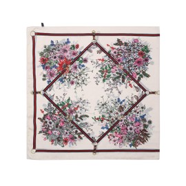 LANSILK Women Silk Scarf Fashion - Elegant Lightweight Silk Cashmere Lady Head Scarf Neck Scarf Hair Scarf Long Large Scarves for Ladies (170x86cm) (White Pink Flowers Silk Scarf)